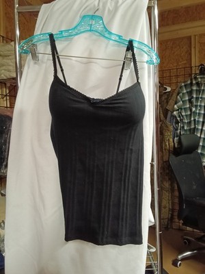 Basic Editions Women's Black Camisole Top XL with Built-in Bra