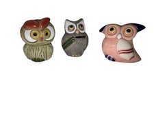 Owl Handcrafted Handpainted Ceramic Set 3 