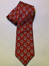 Vintage YSL Yves Saint Laurent Mens Tie Neckwear Red Geometric Silk USA