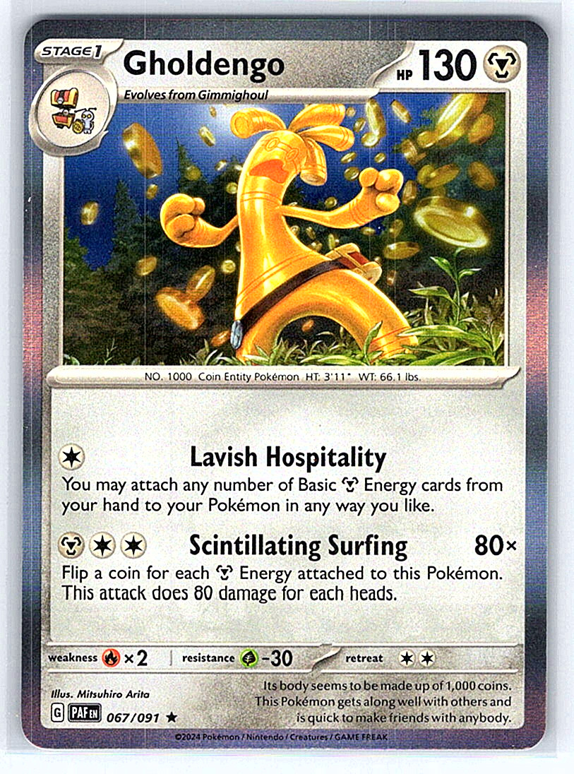 Gholdengo 067/091 Paldean Fates NM or LP Pokemon Card