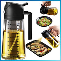 ÖLsprüHer 470Ml 2-In-1 ÖLspender FüR Kochen Salat Grill Schwarz