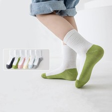 5 Pairs Summer 100 Cotton Children Socks Thin Breathable Mesh Patchwork Color A