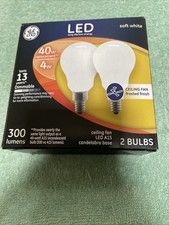 GE LED Soft White 40 W Dimmable Ceiling Fan Bulbs Pack Of 2 New