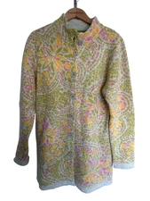 SUNDANCE LG Multi-Color Pastel Wool Button Down Long Sleeve Sweater Coat