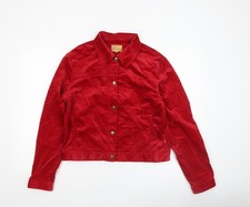 Jackpot Damen rot Baumwollmischung kurze Knöpfe Jacke Größe 12