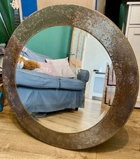 Large Rustic Silver Metallic Wall Mirror Tempered Glass
