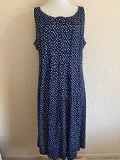Voir Voir Sz18 Navy White Dot Sleeveless Round Neck Poly Spandex Swing Dress