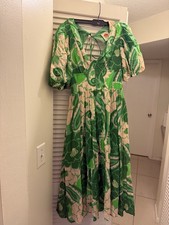 Farm Rio Womens Floral Dress Xs Midi Anthropo...