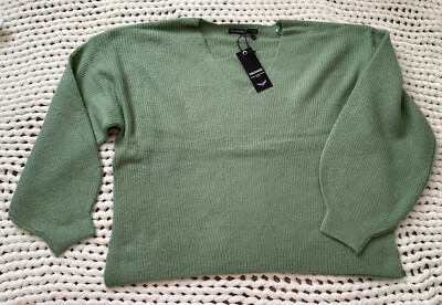 Threadbare Womens Fluffy Knit Sweater Sage Green NWT UK12/US8