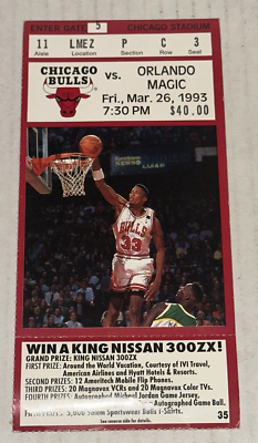 Orlando Magic Chicago Bulls NBA Ticket Stub Michael Jordan vs Shaq