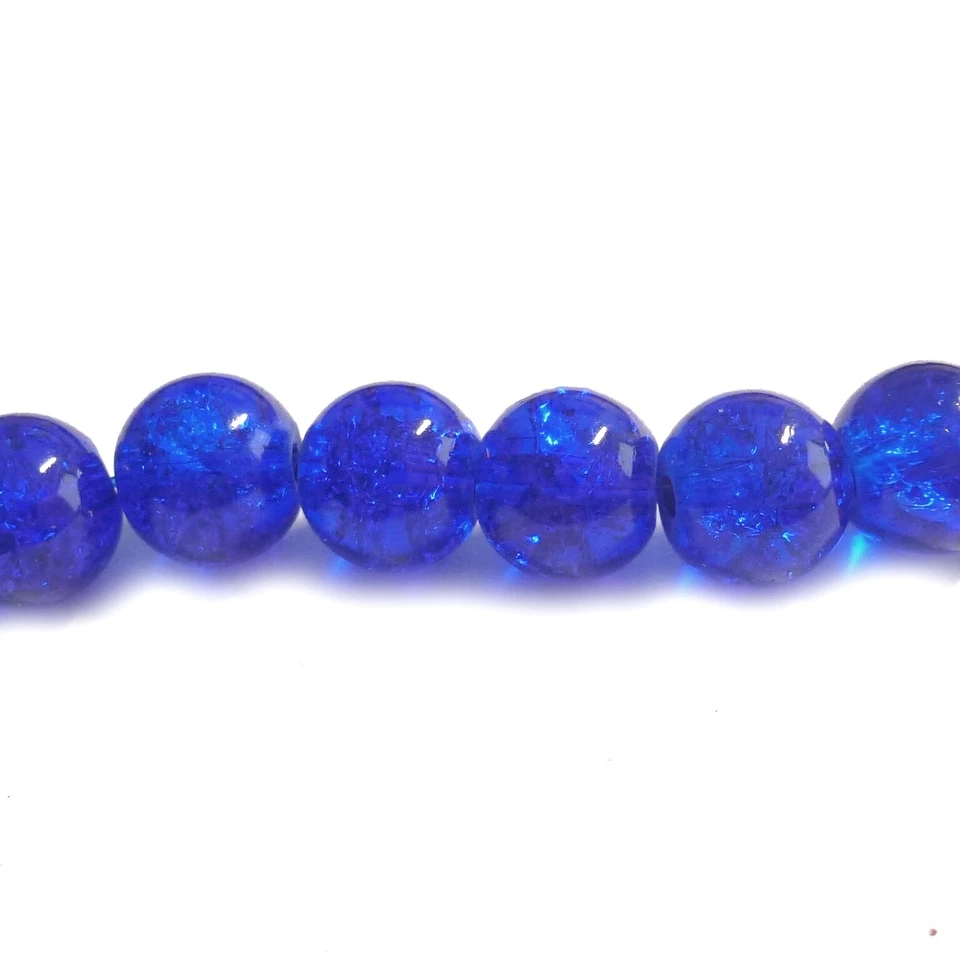 Glasperlen Crackle rund 8 mm blau ca. 105 Perlen Spacer nenad-design - Bild 3 von 4