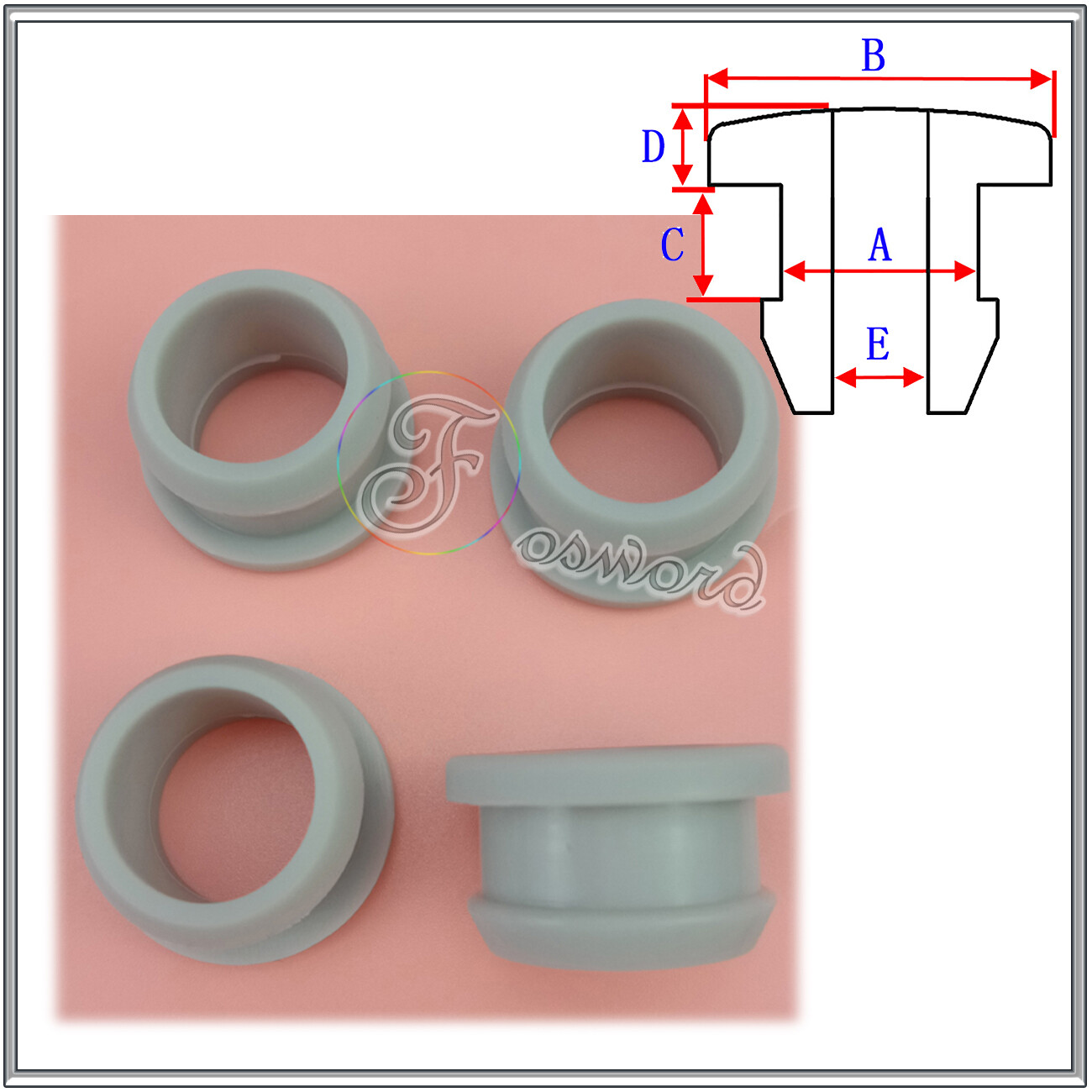 Grommet Snap-On Open Silicone Gomma 4,5-60,6mm Foro Spina Bung - Foto 9