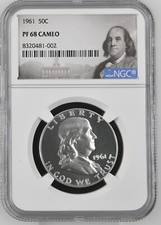 1961 Franklin Half Dollar 50C NGC PF68 Cameo