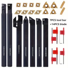 Indexable Lathe Turning Tool 21Pcs Kit 1/2" (12mm) Shank Includes 7Pcs Metal New