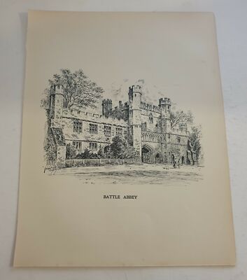 EVANS Battle Abbey, 1902 Lithograph Architecture Print