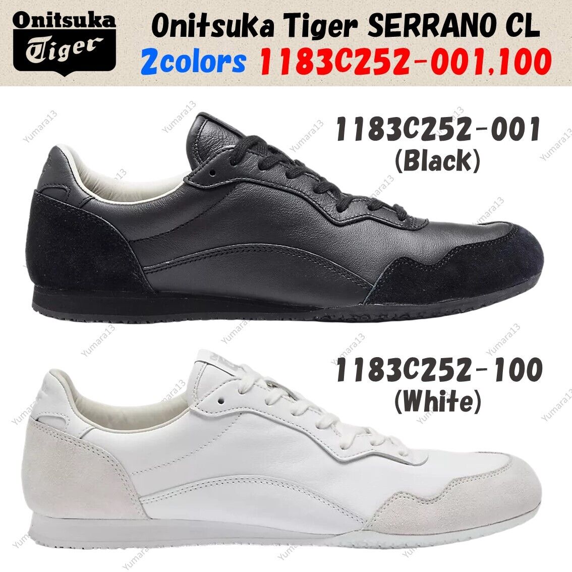 Onitsuka Tiger SERRANO CL Leather Black White 2colors 1183C252-001,100 Unisex Onitsuka Tiger SERRANO CL Leather Black White 2colors 1183C252-001,100 Unisex