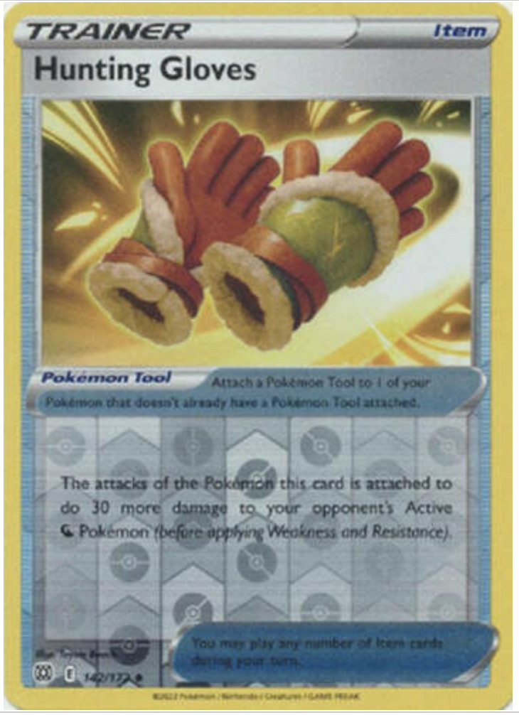 Pokemon - HUNTING GLOVES 142/172 - Reverse Holo -Brilliant Stars - NM/M - New