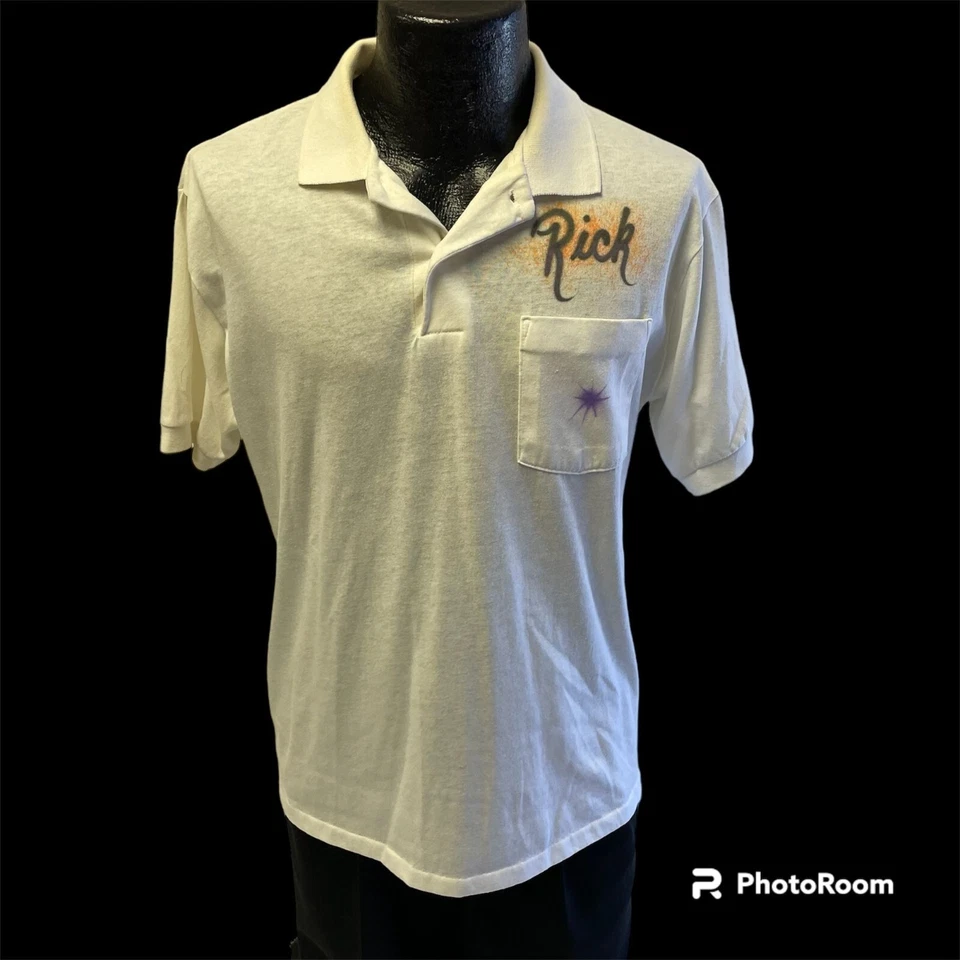 Vtg 80’s First Event MUTANTS TD's GRILL & BAR Rick Spray Paint Polo 50/50 Shirt - Image 2 of 4