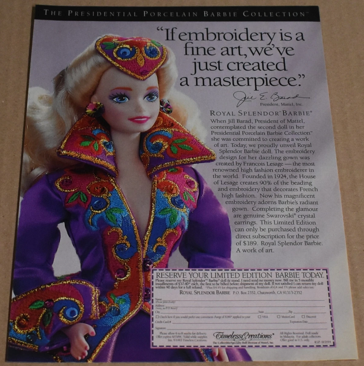Royal splendor best sale barbie