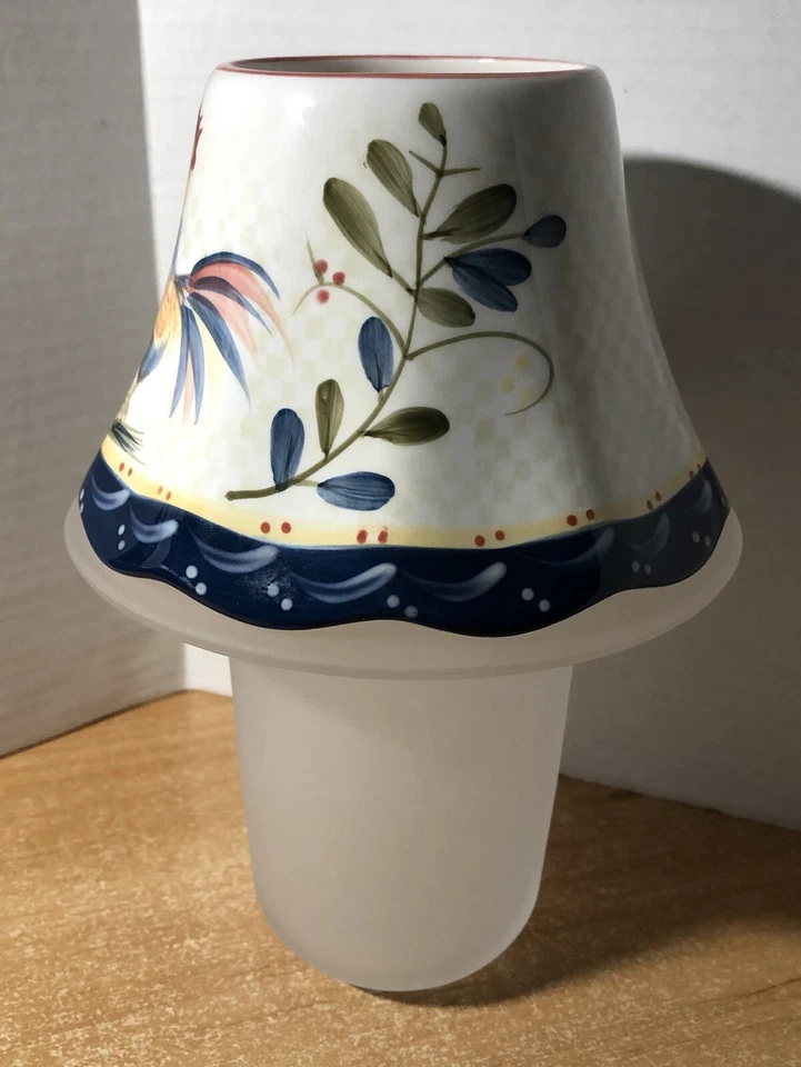 Homco петух синий керамический абажур и матовый нижний подсвечник 8» высотой - Изображение 2 из 4