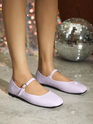 Zapatos de salón para mujer Mary Jane de ballet de tacón plano con correa en el tobillo punta cuadrada - Imagen 22 de 31