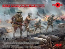 ICM Models 1/35 British Infantry in Gas Masks (1917) (4 figures)