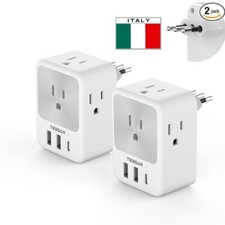 Travel Power Plug Adapter Wall Charger with 4 Outlet USB C to Uruguay Italy Cuba