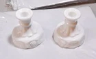 2 Milk Glass Westmoreland Paneled Grape  Candlesticks   NICE  AAA