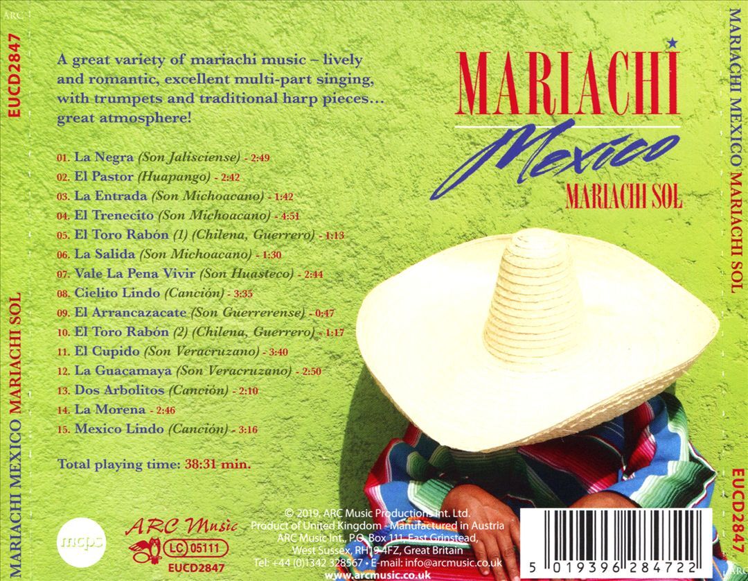 Mariachi Sol de Mexico Authentic Mexican Music CD