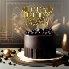 Happy Birthday Cake Topper Personalised Mirror Acrylic My Love Cake Topper Charm