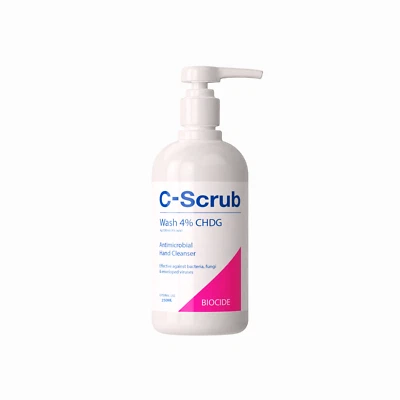 C-Scrub Wash Chlorhexidine 4% Hand ,Skin Cleanser - 250ml-Alternate to Hibiscrub