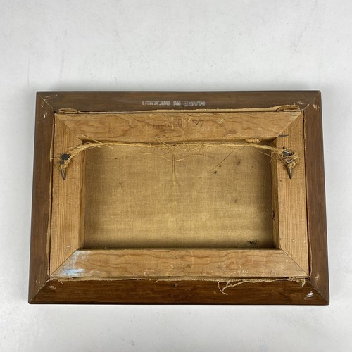 Nave vintage con cornice in legno velluto 11,5" pittura mare oceano marittimo firmata H.A. Messico - Foto 6 di 9