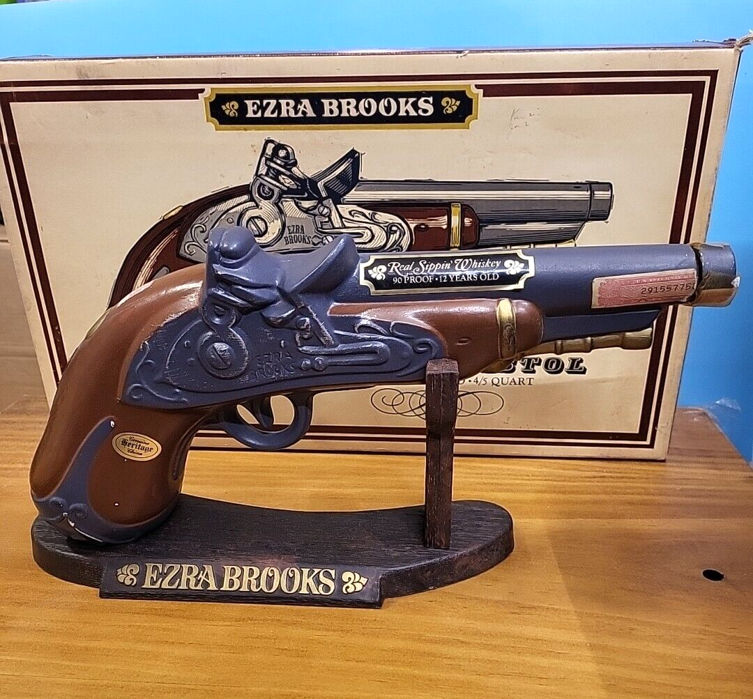 Vintage 1960's Ezra Brooks Flint Lock Dueling Pistol Whiskey