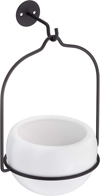 Amazon Basics Hänge-Übertopf, rund - weiß/schwarz (3er Pack) Keramik Pflanztöpfe