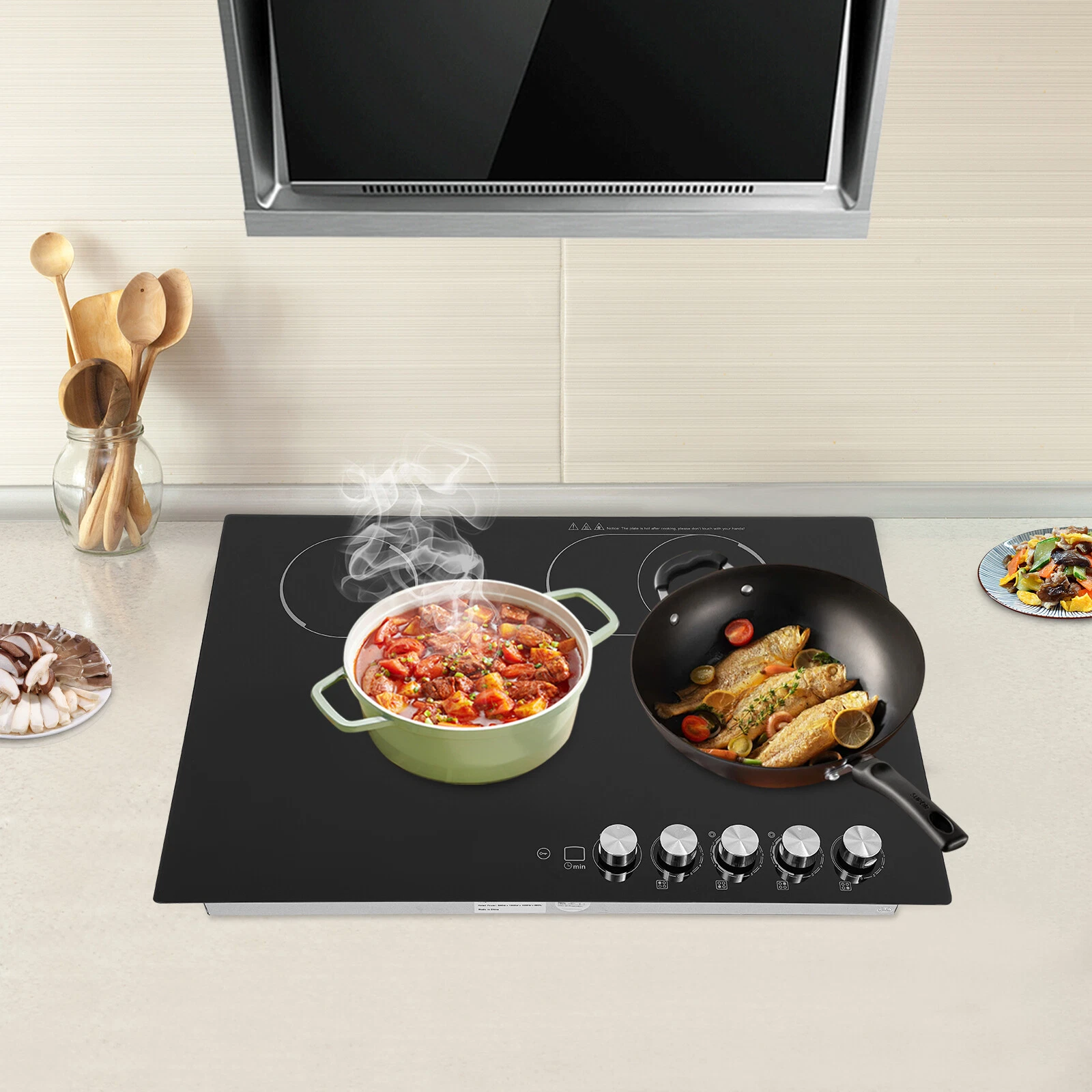 4Burners Electric Cooktop Countertop Kitchen Electric Stovetop 5-Gear Adjustable