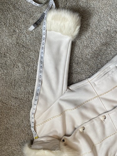 TERRY LEWIS Lux WINTER WHITE FAUX LEATHER & FUR COAT Women's Size Petite X-SMALL - Picture 14 of 21