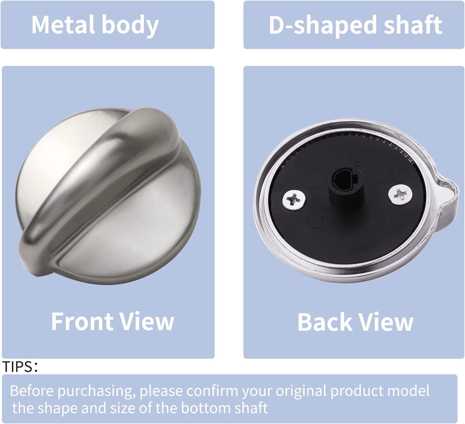 Stainless Steel 5 Pack Knob Set for GE & Hotpoint Ovens - Heavy Duty Design