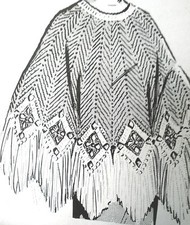 5517 Vintage RIPPLE FRINGED PONCHO Pattern to Crochet Reproduction SZ 8-18