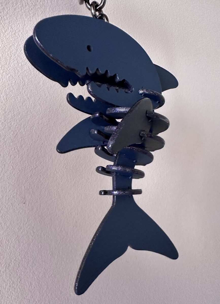 NWT COACH SHARKY LARGE BLUE SKELETAL BAG CHARM / FOB / KEY RING