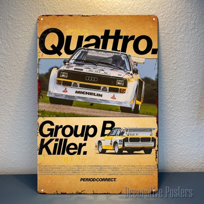 Audi Quattro Gruppe B Auto Metall Poster - Sammlerstück Blechschild - Größe: ...