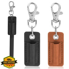 2pc PU Leather Pen Lanyard Holder Keychain Anti-Lost Clip Neck
