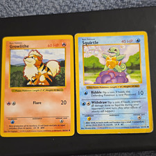Nintendo Pokémon Base Set/Fossil 2-Card Lot Growlithe 28/102 Squirtle shadowless