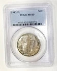 1942-D PCGS MS 65 Iridescent Rainbow Toned Walking Liberty Half Dollar No Res.