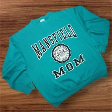 Vintage 90s Mansfield University PA Mom Blue Crewneck Sweatshirt USA XL