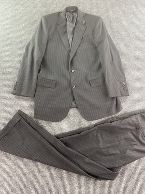 Brooks Brothers Suit 43 L Gray Wool Striped Madison 1818 Jacket Pants 37x31