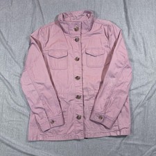 Talbots Jacket Womens Large Utility Button Front Stand Collar Pockets