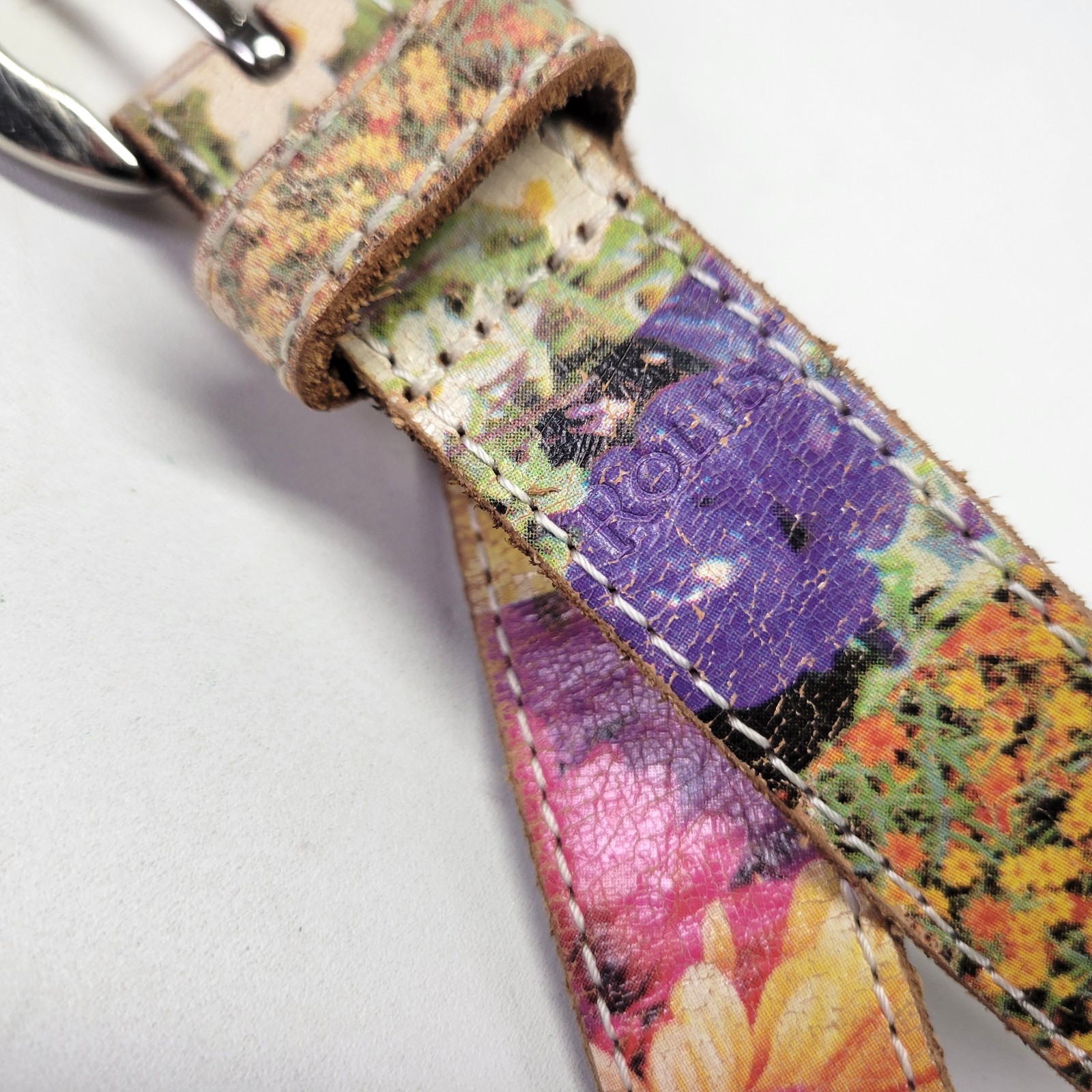 Rolfs Leather Belt 34 Large Patchwork Flower Flor… - image 10