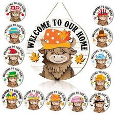 13 Set Interchangeable Highland Cow Welcome Sign 11.8 Inch Fall Fresh Style