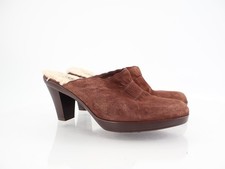 UGG Mules Women's Size 7 Brown Suede Shearling Lined Slip On Heels Clogs