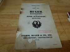 Ruger Blackhawk R 10-9-72 Instructions Parts Gun Manual Diagrams Assembly 1263